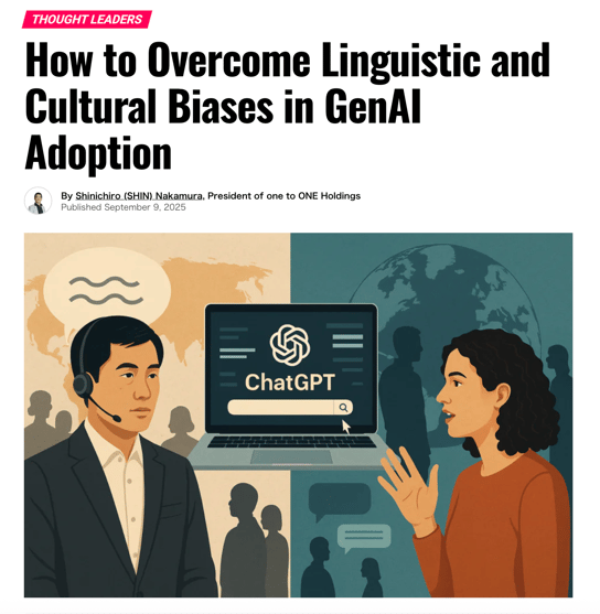 Screenshot of the article 'Search Thought LeadersHow to Overcome Linguistic and Cultural Biases in GenAI Adoption'
